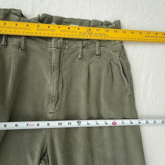 Anthropologie Womens Olive Green Paperbag Waist Cropped Pants Size 4/UK‎ 8R - Picture 8 of 12